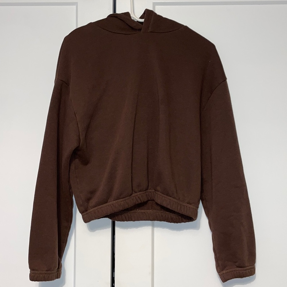 brown cropped Zara hoodie